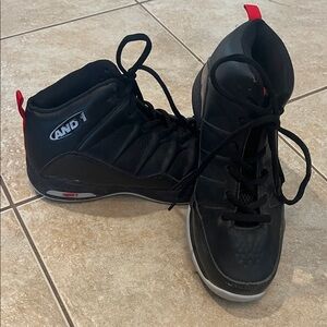 AND1 Black and Red High-Top Sneakers